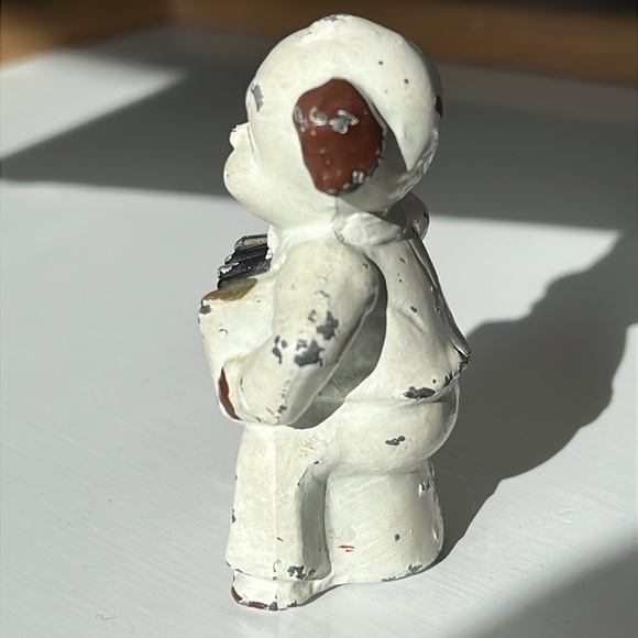 Antique Cast Metal Miniature Dog Playing the Accordion Figurine Toy - Picture 6 of 13